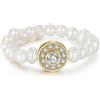 Bellitia Jewelry Anelli Elastici di Perline per Donne Ragazze Anello Regolabile Fatto a Mano con Perle d'Acqua Dolce & Zirconi, Gioielli di Perle Barocche in Argento 925