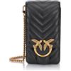 Pinko Love One Smart Sheep Nappa Chevron, Accessori da viaggio- Borsellino da portare al collo Donna, Z99q_nero-antique Gold, 12
