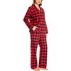 Nutria Pigiama da donna, 100% cotone, in flanella, a maniche lunghe, con colletto aperto, bottoni, parte inferiore lunga, biancheria da notte invernale, loungewear con scollo a V, maglietta e