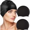 Comioke 2PCS Cuffia da Nuoto Cuffia Piscina in Silicone di Alta qualità Atossico Antiscivolo Proteggi i Capelli Adatto Perfetto Silicone Cuffia Unisex in Silicone, Cuffia Piscina Donna e Uomo, Cuffia Nuoto