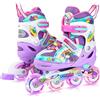 4-Pejiijar Unicorno Pattini in Linea Bambina Pattini a Rotelle Regolabili Pattini a 4 Ruote con Tutte Ruote LED per Principianti Bambini Ragazza Regalo di Compleanno Natale