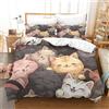 SkyClouf Gattino carino Stampa Tridimensionale Lenzuola Set Da Letto Gattino carino Copripiumino Microfibra Superiore Incassate Con Cerniera DeliGattoo E Lavabile King（220x240cm）