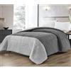 INTRECCI Trapunta Matrimoniale Invernale 250x250 cm In Tessuto Sherpa Agnellato Calda Coperta Autunno Inverno Piumone In Morbida Microfibra Anallergica Antiacaro (Grigio/Titanio)