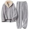 Fenclushy Set pigiama da donna a maniche lunghe in pile morbido e casual, con pullover e pantaloni, 01grigio, XL