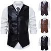 Generic Smoking - Gilet da uomo elegante in pelle, da uomo, in vera pelle, sottile, sportivo, elegante, normale, casual, da lavoro, leggero, slim fit, in tinta unita, Nero , XL