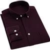 Vsadsau Camicie casual a maniche lunghe in velluto a coste con tasca singola toppa standard Camicia abbottonata da uomo rosso scuro 38
