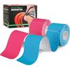 PHYTOP Tape Kinesiologico Pretagliato (40 Strisce, 25cm x 5cm) | Tape Kinesiologico Senza Lattice per Sport | Ideale per Supporto a Ginocchio, Spalla e Gomito (Blu e Rosa)