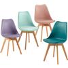 EGGREE Set di 4 Sedie da Sala da Pranzo con Gambe in Faggio Massiccio Schienale in Plastica e Cuscino in PU Sedie da Cucina Moderno e Scandinavo,Rosa fumé+Turchese+Verde menta+Grigio viola