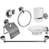 vetrine in rete Vetrineinrete® Set Bagno Moderno in Acciaio Cromato e Vetro Satinato Opaco 6 Pezzi Accessori arredo Bagno 69984 P48
