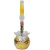 Vetrine in rete Vetrineinrete® Dispenser Sapone Liquido Bicchiere Porta spazzolino e portasapone in ABS Decorazione a Fiori Gialli e Conchiglie Accessori arredo Bagno (Portascopino Tondo) M3
