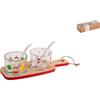 H&H Natale Set Antipastiera 2 Coppe, Vetro, Base Bambù, 22X8cm