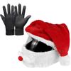 TGKYK Copricapo per Casco da Moto di Natale di Babbo Natale Con Guanti Touch Screen per Automobilisti da Uomo