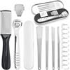 LUCKNIGHT Professionali Lima per piedi in Acciaio Inossidabile Kit per Pedicure Raschietto Rasoio Per Calli Pedicure Raschietto Piede Pelle Dura Rimozione Lime per Piedi con 10 Lame D'argento