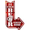 DiiliHiiri Cartello Birra ben fredda servita qui - Targa in metallo di Beer Vintage (30 x 19 cm) - Targa antica - Decorazione per Bar di Coppe - Lamiere Vintage - Freccia a destra (9561)