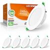 ALUSSO Faretti LED da Incasso per Cartongesso, Ultrasottili 5W IP44 4500K Bianco Natura Faretti LED Soffitto, AC220-240V, Diametro Foro Ø75-85mm, Rotondo Bianco, Set di 6