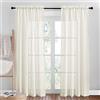 PONY DANCE Tende Effetto Lino Camera da Letto Moderna con Tasca Tende per Salotto Eleganti Semitrasparenti Curtains per Interni 2 Pezzi L 132 x A 213 CM, Beige Chiaro