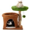 FUKUMARU Albero Tiragraffi per Gatti, Tiragraffi in Legno Massello, Piccolo Castello per Gatti con Cuccia, Colonna Tiragraffi, Lettino Morbido e una Palla Giocattolo.