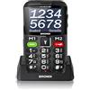 Brondi Amico Chic, Telefono cellulare GSM per anziani con tasti grandi, tasto SOS e funzione da remoto, dual SIM, volume alto, Nero