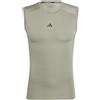 adidas Uomo Techfit Compression Training Sleeveless T-Shirt, Silver Pebble, 3XL Short