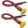 LINSYRC 2 Pezzi Connettore Maschio Amass XT60E-M Cavo Montabile Spina Montaggio a Pannello XT60 con Cavo 20cm 12awg per Batteria Lipo RC FPV Drone Aereo da Corsa