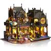 Cuteefun Miniatura Casa delle Bambole Kit, Dollhouse in Legno con LED, Kit Casa Minuscola per Adulti da Costruire, Regali Unici per Compleanni, Natale(Castello Magico)