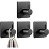 Feligio Ganci Adesivi Nero, Appendi Accappatoio Bagno Acciaio Inossidabile, Gancio Accappatoio Doccia Impermeabile, Appendi Asciugamani Bagno Adesivo per Cucina, 4 Pezzi