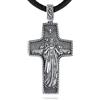 EUDORA Harmony Ball Collana con Ciondolo Croce di Gesù in Argento Sterling per Uomo, Collane con Dio Religioso Vintage Buon Pastore Regalo di Compleanno per Marito Ragazzo, Catena da 24