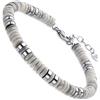 Dada Gioielli - Bracciale Uomo Pietre Naturali Scegli la Pietra che ti Rappresenta - Idea Regalo Compleanno Misura Regolabile 18,5+3 cm (Bianco Aulite)