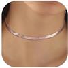 FOCALOOK Collana Catena Donna Oro Rosato Placcato 5mm 32cm+9cm, Collana a Girocollo Donna, Catena Serpente Acciaio Collana Girocollo a Serpente Piatta da 5 mm, in Acciaio Inossidabile,per Donne e Ragazze