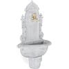 Relaxdays Fontana XL Antica a Parete, con Rubinetto, Lavabo per Giardino, in Lega di Alluminio, HLP 75x44x22 cm, Bianca