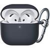 JETech Aggiornato Cover Custodia Silicone per AirPods 4a Generazione (2024) con Portachiavi, Interno PC Rigido, Antiurto Protettiva Pelle Guscio, LED Frontale Visibile (Nero)