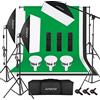 Andoer Set per studio fotografico, 2x3 m sistema di supporto per sfondo con softbox luce fissa treppiede braccio della forca telecomando morsetto borsa per il trasporto ritratti fotografia video