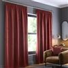 Fusion - Tende in terracotta 168 x 183 cm (larghezza x lunghezza) - 100% cotone - 2 pannelli - pieghe a matita in rosso - termiche e insonorizzate per camera da letto - Tende plissettate arancione