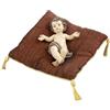 DRW Bambino Gesù in resina dipinta a mano sdraiato su cuscino 17x8x23 cm