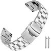 Kai Tian Conico Classico Cinturino Acciaio 20mm 22mm 24mm Rilascio Rapido 3 File Band Sostitutiva per Uomo Donne Piegare Bottone Argento Nero