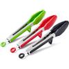 TOWINGO Pinze Cucina Silicone, 23cm Pinza Barbecue Acciaio Inoxe per Spaghetti Insalata BBQ Carne Pasta(Nero, Rosso, Verde)