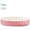 KIVY Teglia Forno [28 cm] | Teglia da Forno in Ceramica Antiaderente | Stampo per Dolci in Ceramica Rosa | Stampo per Torte | Stampo per Quiche | Stampo in Ceramica Rotondo