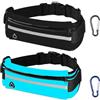 FISH DRAGATE 2 pezzi marsupio running,porta cellulare corsa,marsupio da corsa,marsupio impermeabile,cintura running con strisce riflettenti e foro per cuffie per fitness viaggi corsa nero blu