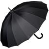 VON LILIENFELD® Ombrello Pioggia Lungo Classico Grande Automatico Donna Uomo Stabile 16 Segmenti Devon nero