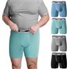 Charm Karter Big & Tall Boxer da uomo - Mutande da uomo 2XL 3XL 4XL 5XL 6XL a gamba lunga traspirante biancheria intima, Cintura sportiva da uomo grande, confezione da 4 - Blu/Verde/Grigio/Nero, 3XL