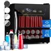 KLARSTEIN Mini Frigo da Camera per Birra, Portatile, Piccolo da Ufficio, con Porta in Vetro, Bar con Ripiani Rimovibili, 3-10°C, 47L