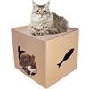 itrimaka Casa di Cartone per Gatti, Cuccia per Gatti con Tiragraffi | Cat House con Scratch Pads, Cat Scratching Toy per Gatto