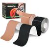 PHYTOP Nastro Kinesiologico Pretagliato (40 Strisce, 25cm x 5cm) | Tape Kinesiologico Senza Lattice per Sport | Ideale per Supporto a Ginocchio, Spalla e Gomito (Nero e Beige)