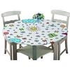 Treer-shop Rotonde Tovaglia in Poliestere con Bordo Elastico, Treers Copritavolo Lavabile Impermeabile Antipolvere Tovaglia con 3D Stampa per Cucina Giardino Decorazione Tavolo (Sole,Diametro 180 cm)