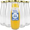 Set 4 Bottiglie Vetro Per Latte 500 Ml Con Tappo - Riutilizzabili Per Succhi, Birra, Sciroppi E Decorazioni