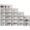 KumuJ Scatola per scarpe impilabile, set da 24 scatole per scarpe, in plastica, organizer per scarpe, pieghevole, 33 x 23 x 14 cm, trasparente bianco