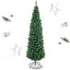 RELAX4LIFE Albero di Natale Slim 150/180/210/240 cm, Stretto e Alto, Rami Folti in PVC, Base in Metallo Pieghevole in Ferro,Albero Natale Artificiale Verde (180 cm)