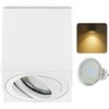 Sweet Led Faretto da incasso quadrato bianco - Lampada da soffitto a LED GU10 230 V, faretto orientabile in alluminio, 80 x 80 x 84 mm (5 W, 430 lm, 3000 K bianco caldo) - faretto da incasso