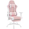 WOLTU Sedia Gaming con Massaggiatore, Poltrona Ufficio ergonomica, Sedia da Scrivania reclinabile, Poggiatesta, Supporto Lombare, 150 kg, Tessuto a rete, Rosa+Bianco