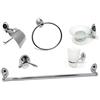 vetrine inrete Vetrineinrete® Set Bagno Moderno in Acciaio Cromato e Vetro Satinato 6 Pezzi Accessori Bagno portasaponetta portarotolo spazzolini Asciugamano 52918 P59